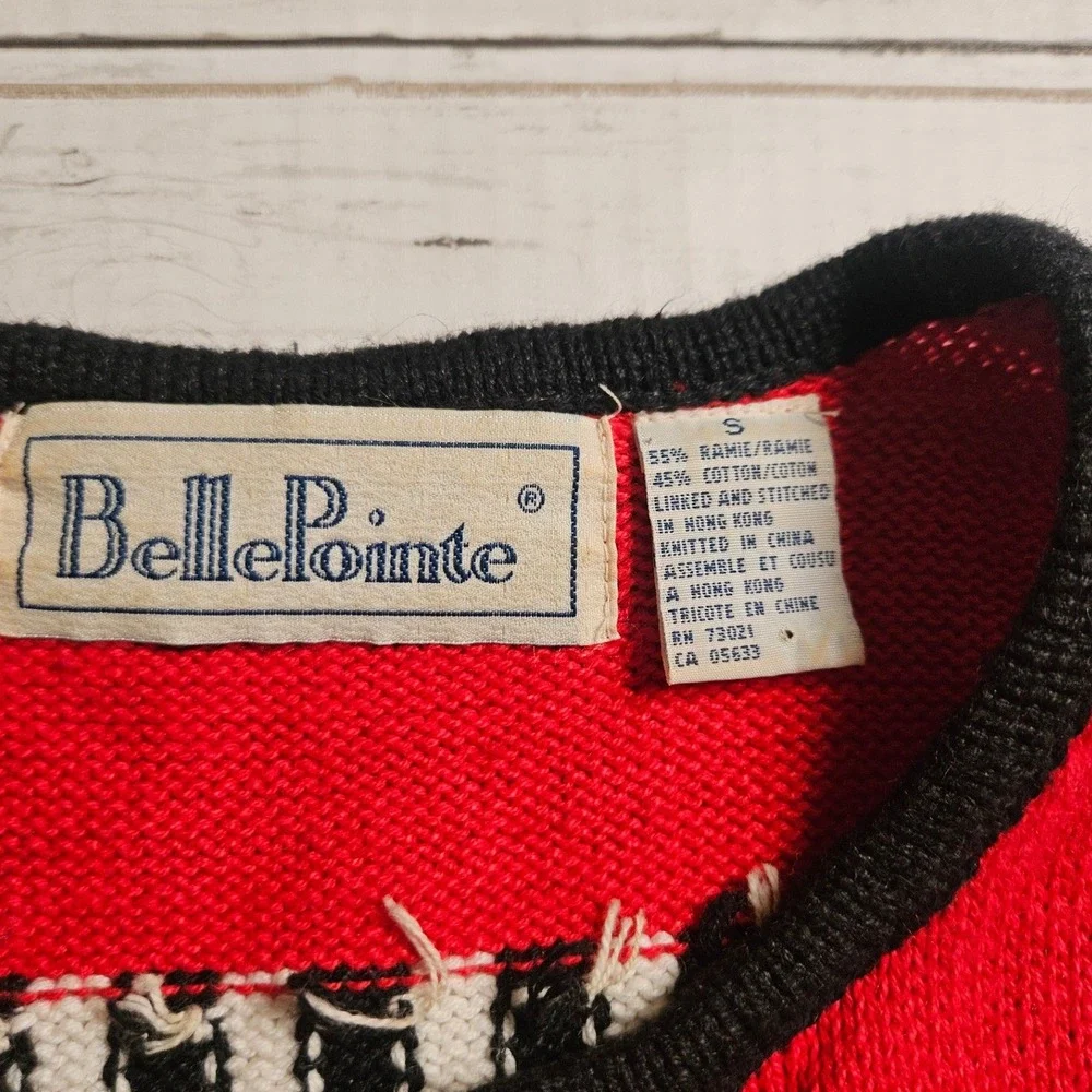BellePointe Vintage Ladybug Knit Vest Red Cream Black Crochet Buttons Small - Picture 5 of 11